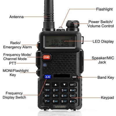 CE FCC RoHs gecertificeerde handheld Bf UV-5R Dual Band VHF UHF Radio voor restaurantintercoms