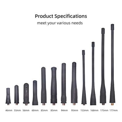 Zwarte 2w UHF VHF Fm Walkie Talkie Rubber Antenne voor communicatie op lange afstand