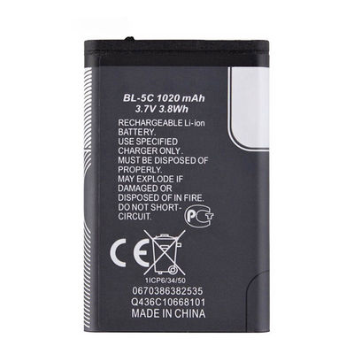 BL-5C Liion mobiele telefoon oplaadbare batterijen voor Nokia 6600 6230 3650 E50 N70 1100 6268 E70 3.7V 1020mAh
