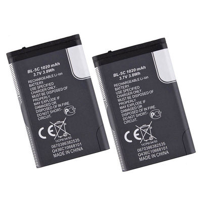 BL-5C Liion mobiele telefoon oplaadbare batterijen voor Nokia 6600 6230 3650 E50 N70 1100 6268 E70 3.7V 1020mAh