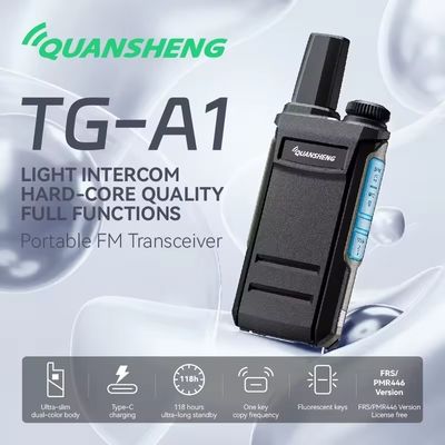 1-3km Talk Range QuanSheng TG-A1 Draadloze langeafstandszender professionele zwarte handheld walkie-talkie