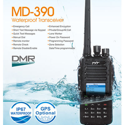 131*61*36mm TYT MD-UV390 DMR Digital Walkie Talkie IP67 Waterdicht VHF/UHF-ontvanger