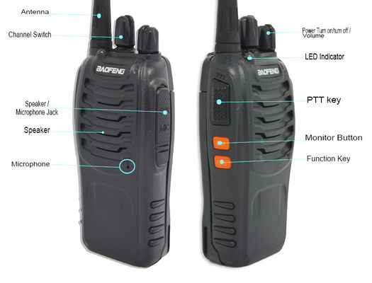 BF888S Tweewegradio 5W Uitgangsvermogen 400-470MHZ Frequentie en handheld-terminalstijl