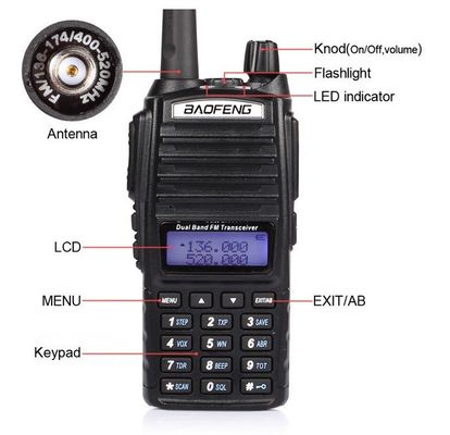 220g Zwart UV82 8W BAOFENG Dual Band 2 Way Walkie Talkie UV-82 en Top Verkopende Radio