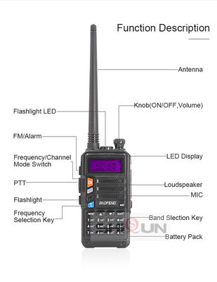 8W uitgangsvermogen Baofeng UV-5R Plus Tri-Power Ham Radio Transceiver met USB-C opladen